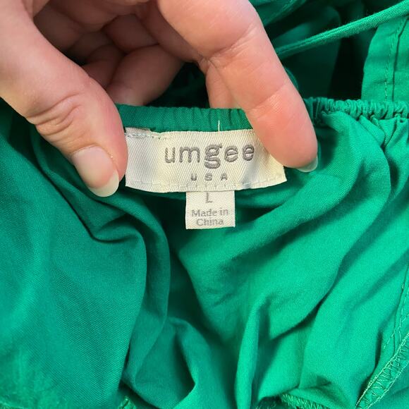 Umgee Kelly Green Tiered Ruffled‎ Corset Back Mini Dress Preppy Casual Size L - Picture 2 of 7